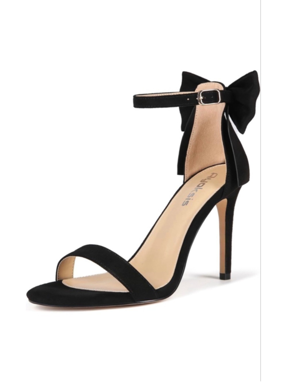Ayoksis Black Ankle Strap Stiletto Heels Bow Size 9.5